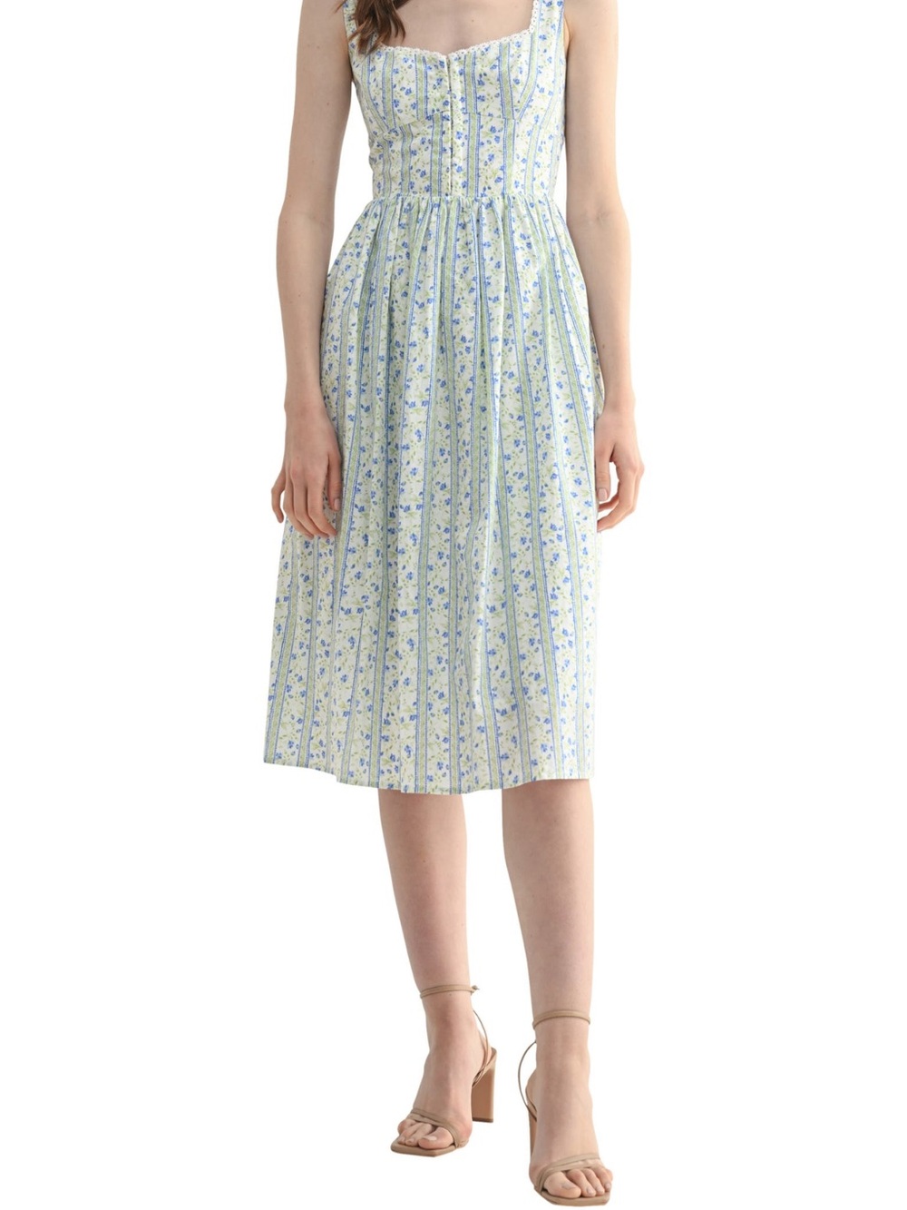 Lush Floral Stripe Sundress